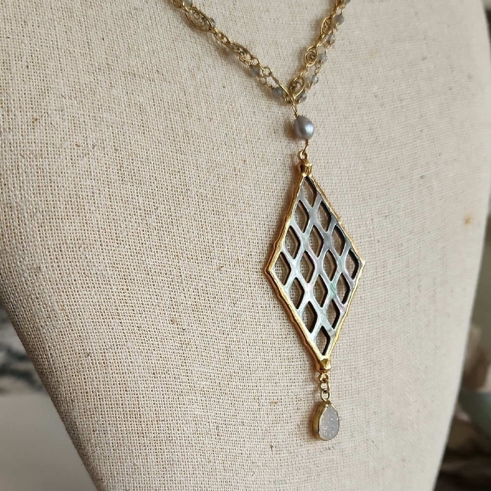 Elegant Gold and Silver Pendant Necklace
